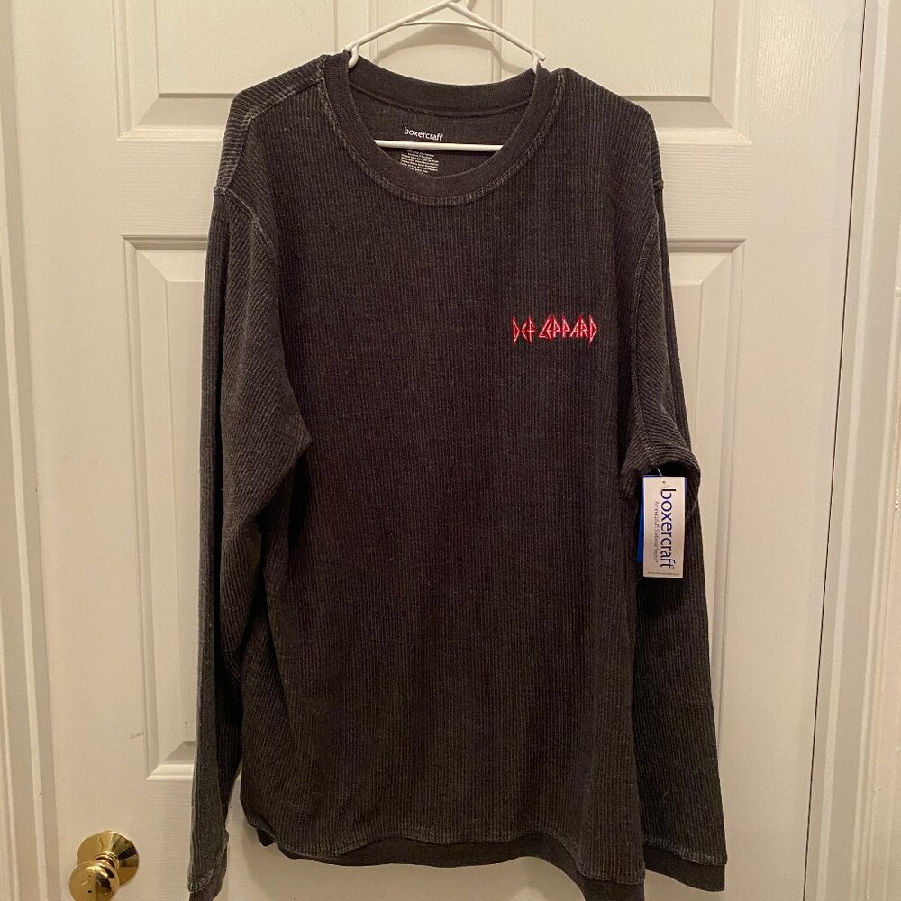 NWT Def Leppard Men's Boxercraft Concert Tour Gray Long Sleeve Henley Shirt 2XL